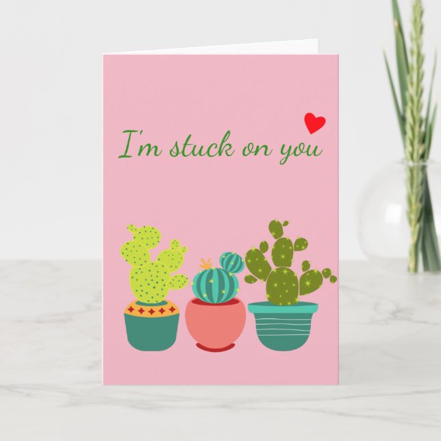Cactus Southwest Öken Sukkulent Alla Hjärtans Dag Kort (Framsida)
