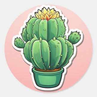 Cactus Sticker Runt Klistermärke