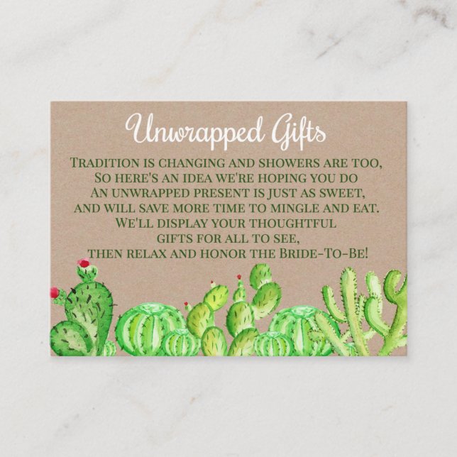Cactus Succuled Unlined Visning Shower Infoga Tilläggskort (Framsida)