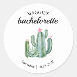 Cactus Succulent Desert Bachelorette Favor Runt Klistermärke