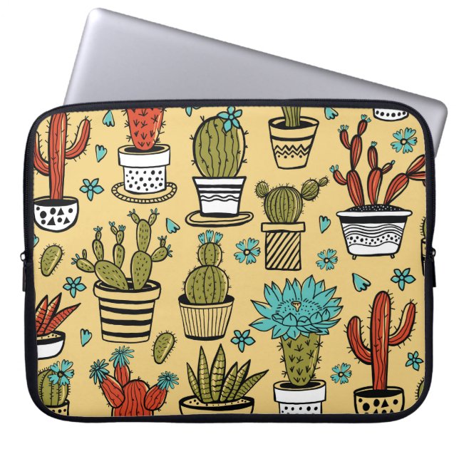 Cactus Succulent: Hand plockade Sketch Laptop Fodral (Framsidan)