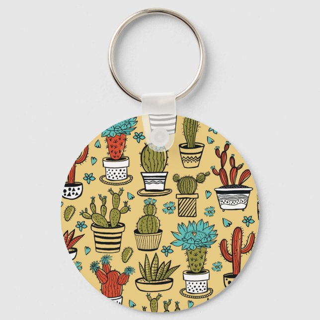 Cactus Succulent: Hand plockade Sketch Nyckelring (Framsida)