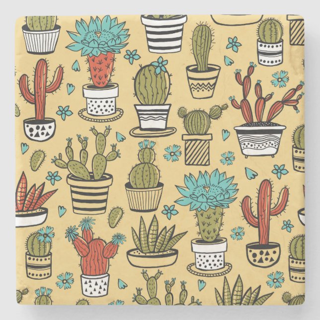Cactus Succulent: Hand plockade Sketch Stenunderlägg (Framsidan)