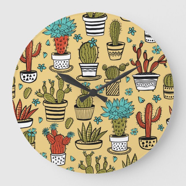 Cactus Succulent: Hand plockade Sketch Stor Klocka (Framsida)