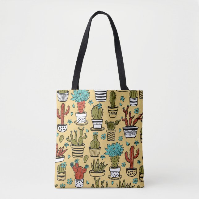 Cactus Succulent: Hand plockade Sketch Tygkasse (Framsida)