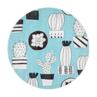 Cactus, succulent: handdragen, sömlös design.