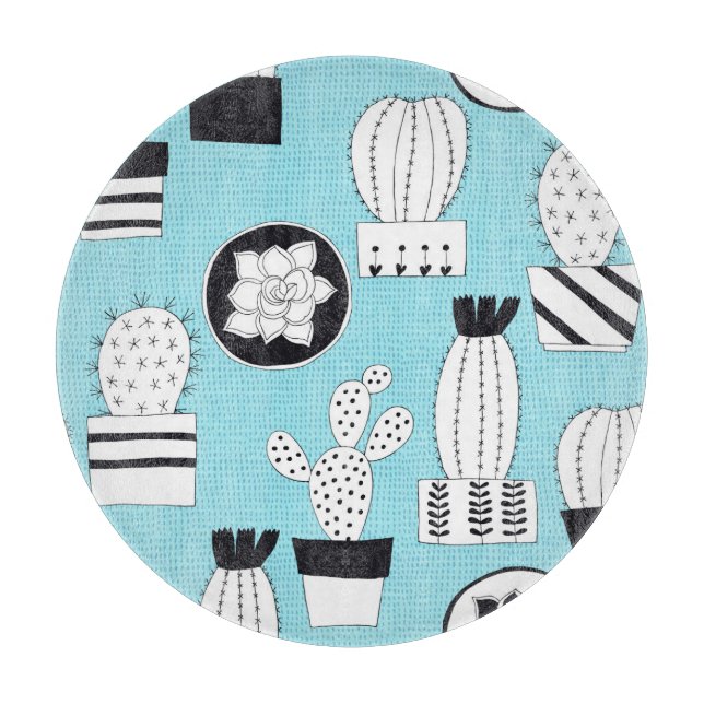 Cactus, succulent: handdragen, sömlös design. (Framsidan)