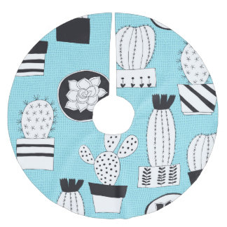 Cactus, succulent: handdragen, sömlös design. julgransmatta borstad polyester