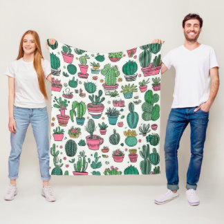 Cactus Succulent Mönster Fleecefilt