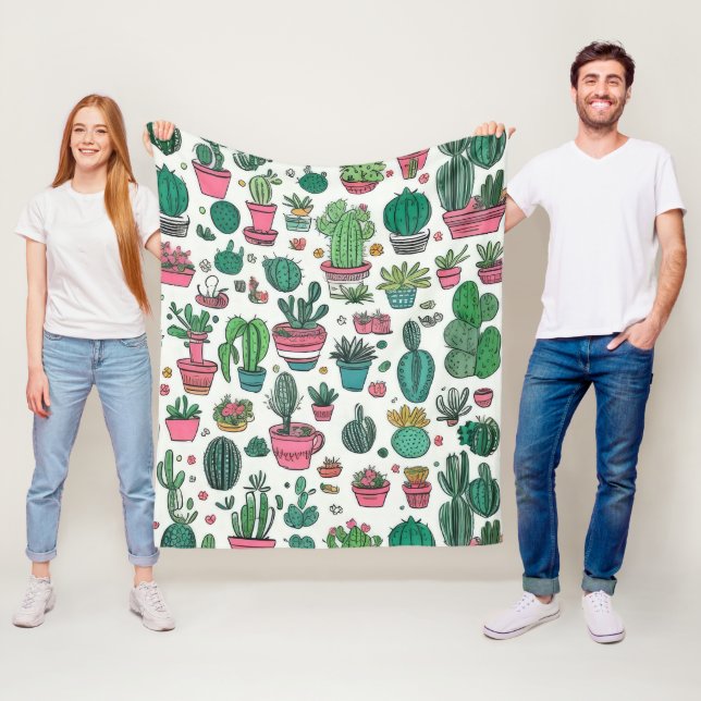Cactus Succulent Mönster Fleecefilt (På plats)