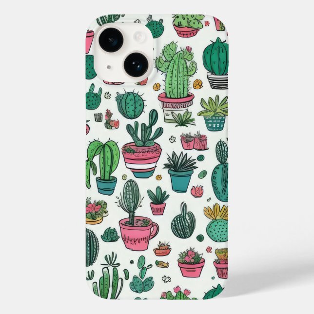 Cactus Succulent Mönster Phone Case (Baksida)