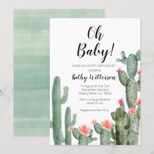 Cactus Succulent oh babyduschinbjudan Inbjudningar