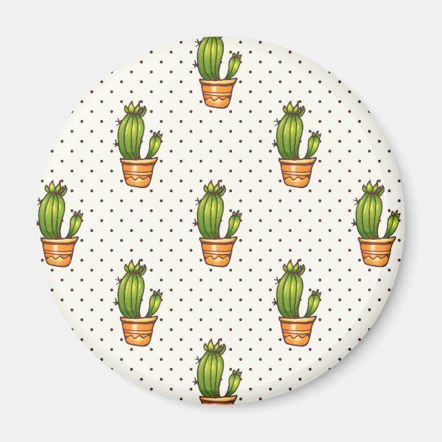 Cactus & Succulent Polk Dot Mönster Magnet (Framsidan)