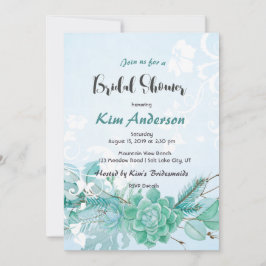 Cactus Succulent Romantic Möhippa Couple’s Shower Inbjudningar