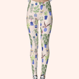 Cactus Succulent  Rosa Leggings