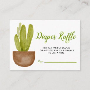 Cactus Succulent Terracotta Pot Baby Diaper Raffle Tilläggskort