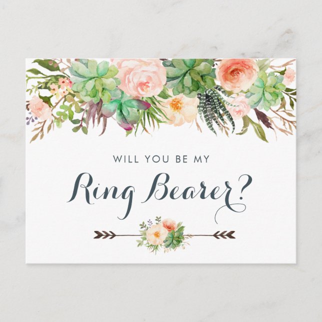 Cactus Succulents Blommigt Greenery, kommer du bli Helg Vykort (Framsida)