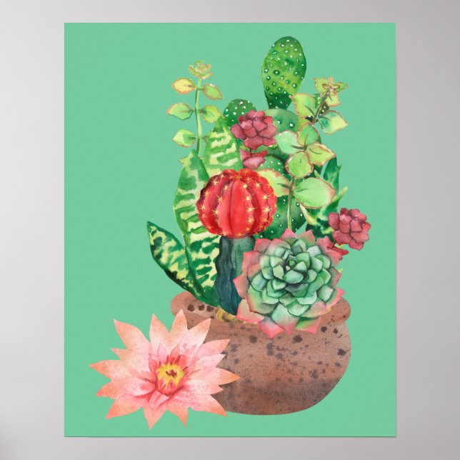 Cactus, Succulents, Cactus Flower, Arrangemanga Poster (Framsidan)
