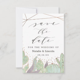 Cactus & Succulents Geometric Terrarium Bröllop Spara Datumet