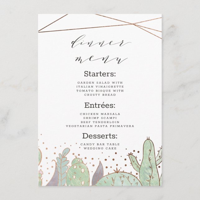 Cactus & Succulents Geometric Terrarium Dinner Meny (Framsida)