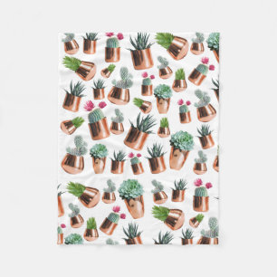 Cactus & Succulents i Ro Guld Pots Fleecefilt
