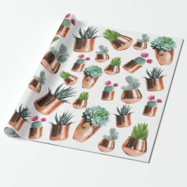 Cactus & Succulents i Ro Guld Pots Presentpapper