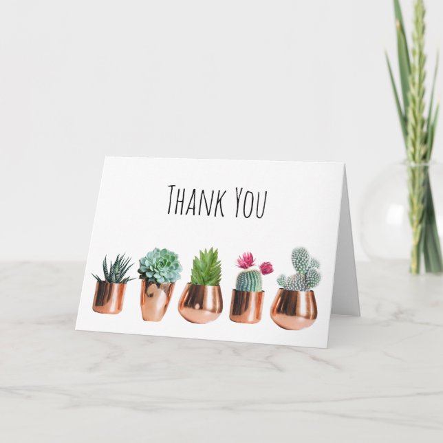 Cactus & Succulents i Ro Guld Pots Tack Kort (Framsida)