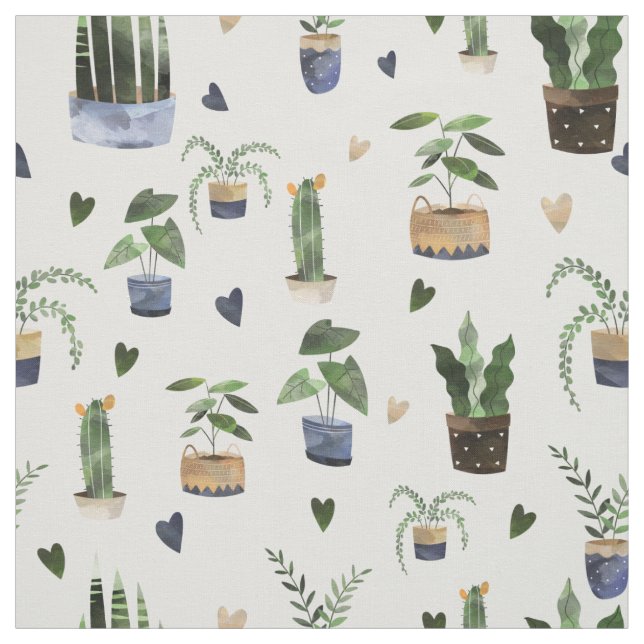 Cactus Succulents & Poted Plant Boho Mönster Tyg (Provkarta)