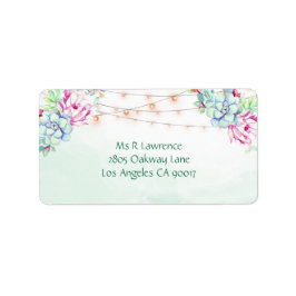 Cactus Succulents String Ljus Blommigt Adressetikett