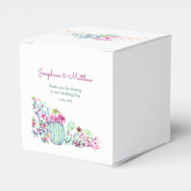 Cactus Succulents String Ljus Bröllop Presentaskar (Framsidan Sidan)