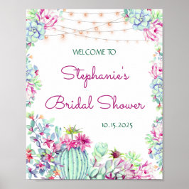 Cactus Succulents String Ljus Möhippa Poster