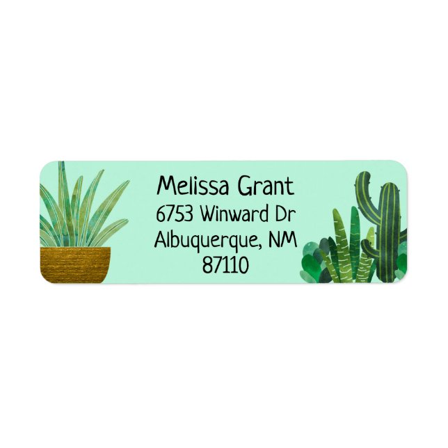Cactus, Succulents, To from, Crafty, Return Returadress Etikett (Framsidan)