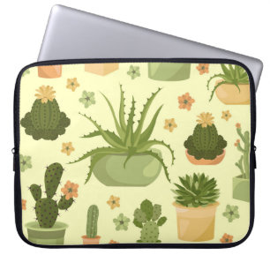 Cactus, succulents: vintage hemmaväxter mönster. laptop fodral