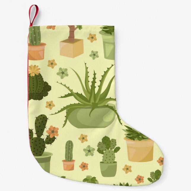 Cactus, succulents: vintage hemmaväxter mönster. liten julstrumpa (Framsidan)