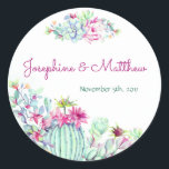 Cactus & Succulents Wedding Stickers Runt Klistermärke<br><div class="desc">De här bröllopsklistermärkena har en vattenfärg som kaktuerar blommor och skulderdesign. Du kan anpassa dessa klistermärken med namn och bröllop-datumet. Klicka på knappen "Anpassa" om du vill ha fler alternativ om du vill ändra teckensnittet storlekt eller om du vill lägga till ytterligare text. Dessa klistermärken är idealiska för använda som...</div>