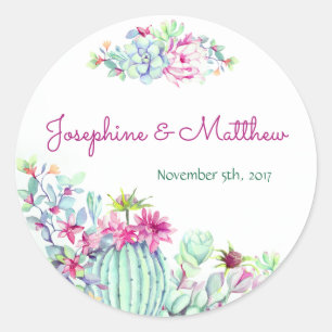 Cactus & Succulents Wedding Stickers Runt Klistermärke
