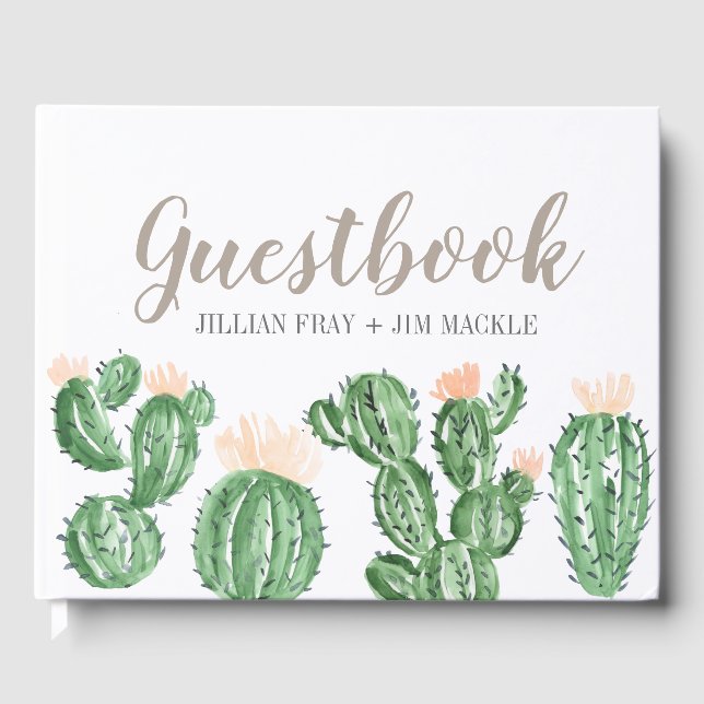 Cactus succulous bröllop guestbook gästböcker (Framsida)