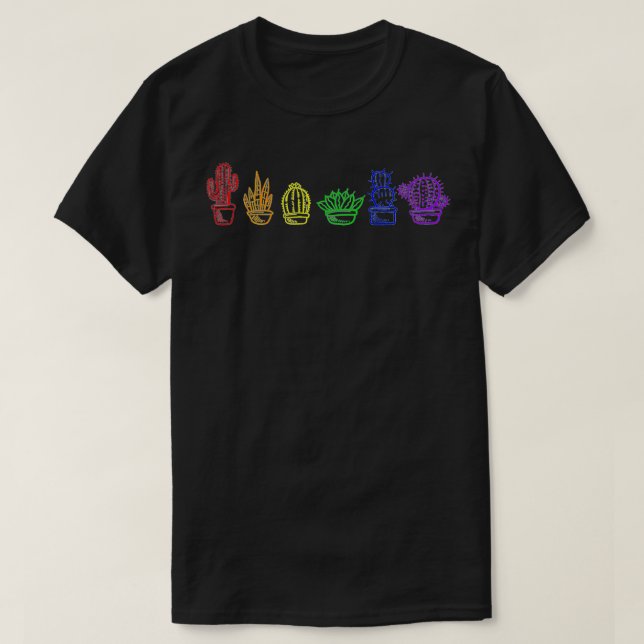 Cactus Succulous Pride Rainbow Plant Älskare subtl T Shirt (Design framsida)