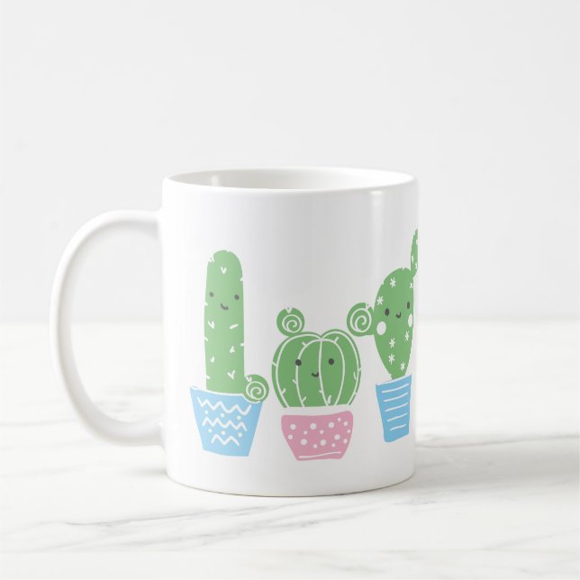 cactus, succulous, söt art fiesta, mexican, kaffemugg (Vänster)