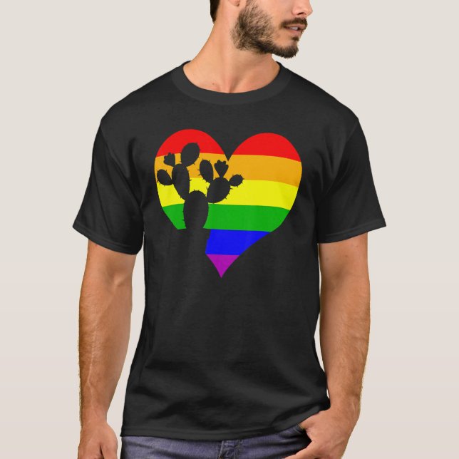 Cactus Succult Gay pride Lgbt Day Rainbow Plant T Shirt (Framsida)