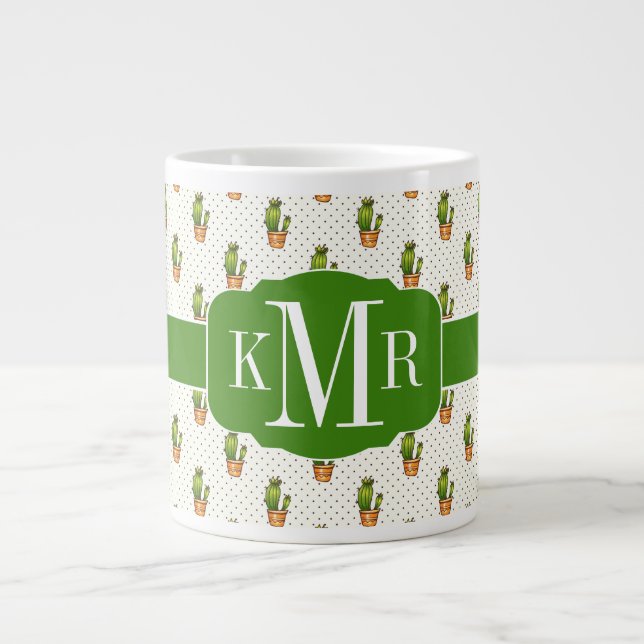 Cactus & Succult Polk Dot Mönster Jumbo Mugg (Framsidan)