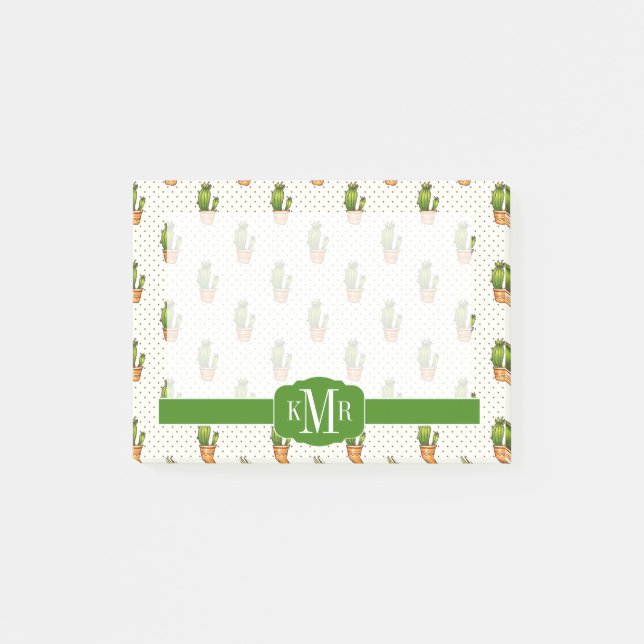 Cactus & Succult Polk Dot Mönster Post-it Block (Framsida)