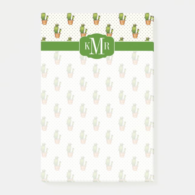 Cactus & Succult Polk Dot Mönster Post-it Block (Framsida)