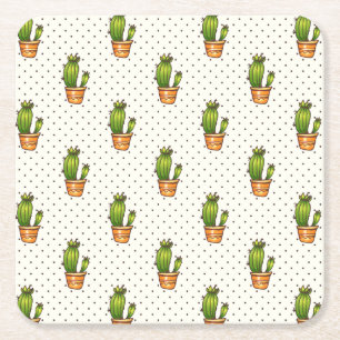 Cactus & Succult Polk Dot Mönster Underlägg Papper Kvadrat