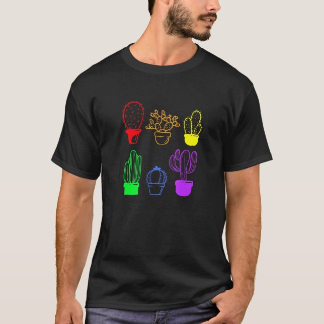 Cactus Succult Pride Rainbow Plant Subtle Lgbt G T Shirt (Framsida)