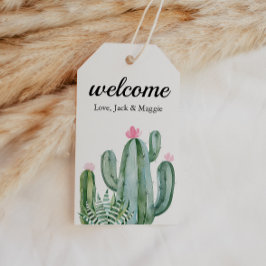 Cactus Sukkulent Blomma Bröllop Välkomstpåse Favor Presentetikett