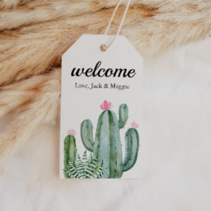 Cactus Sukkulent Blomma Bröllop Välkomstpåse Favor Presentetikett