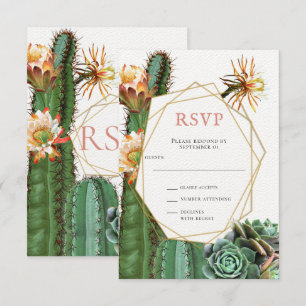 Cactus Sukkulent Grönska Bröllop RSVP Inbjudningar