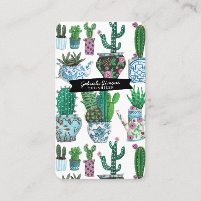 Cactus Sukkulent Mönster | Visitenkort Visitkort (Framsida)