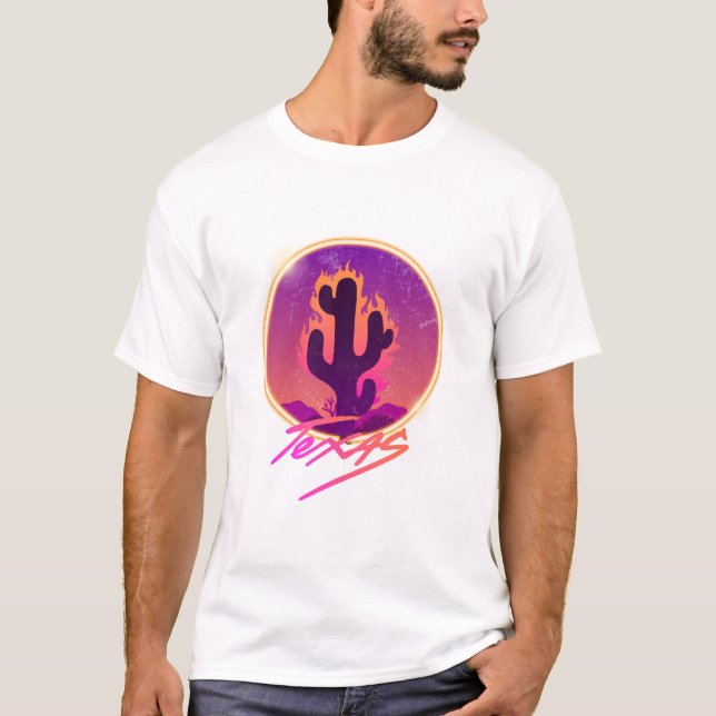 CACTUS SUNSET NEON  T SHIRT (Framsida)